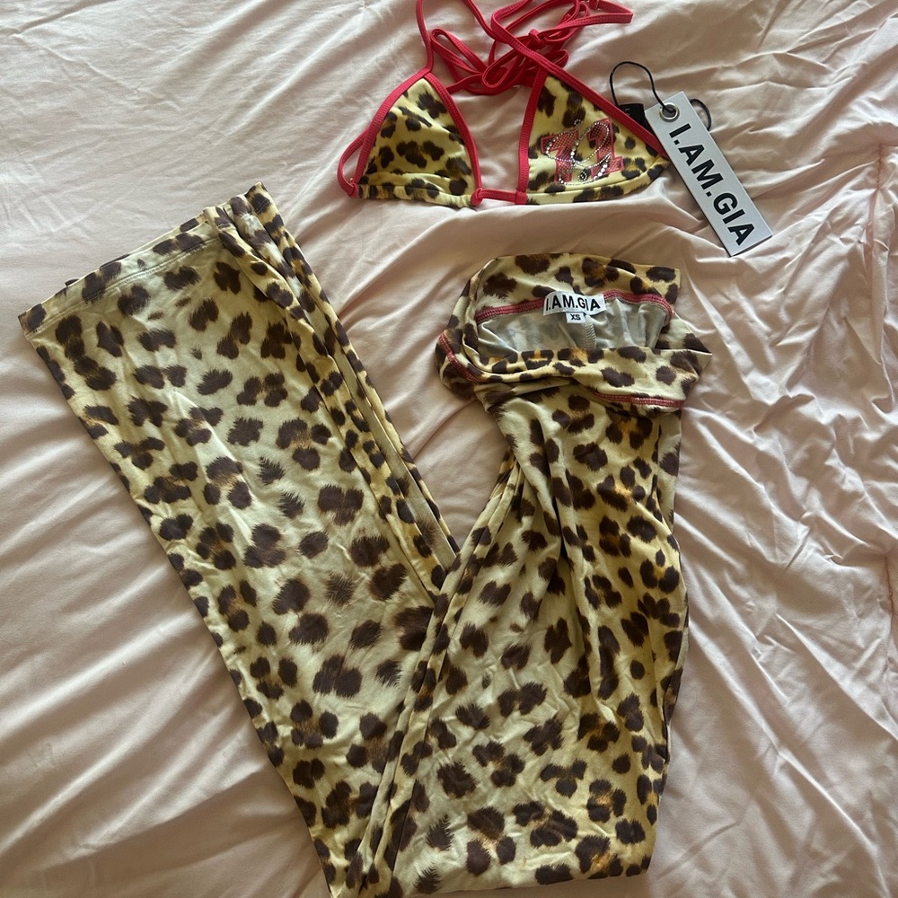 I.AM.GIA Leopard Print Pants and Bikini Top